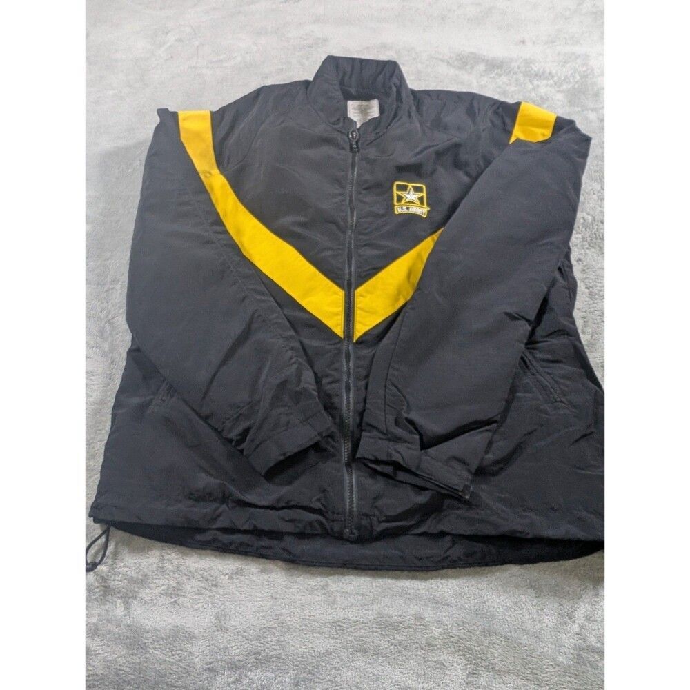 US Army PT Windbreaker Jacket Mens Womens M Black Yellow Full Zip Nylon - Picture 4 of 9